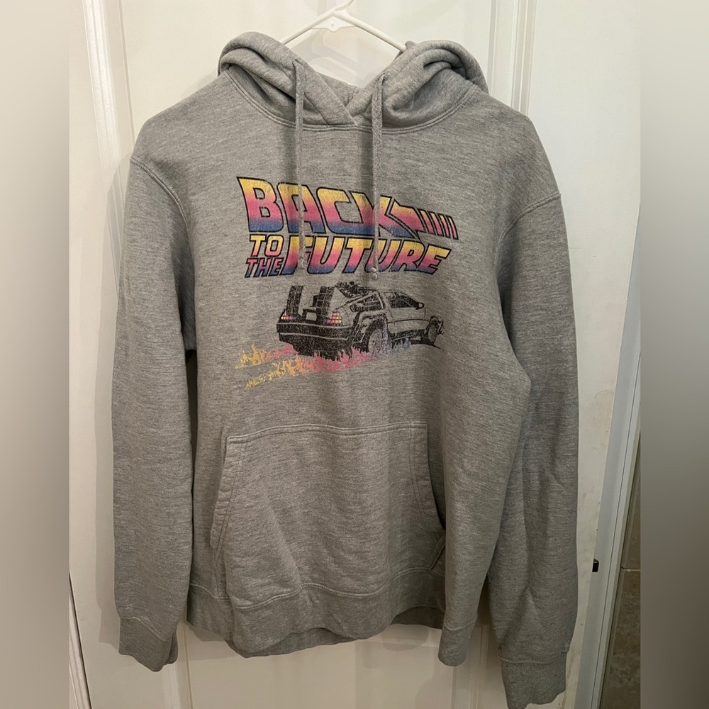 Universal Studios Unisex Back to the Future Grey Hoodie Vintage M Marty McFly